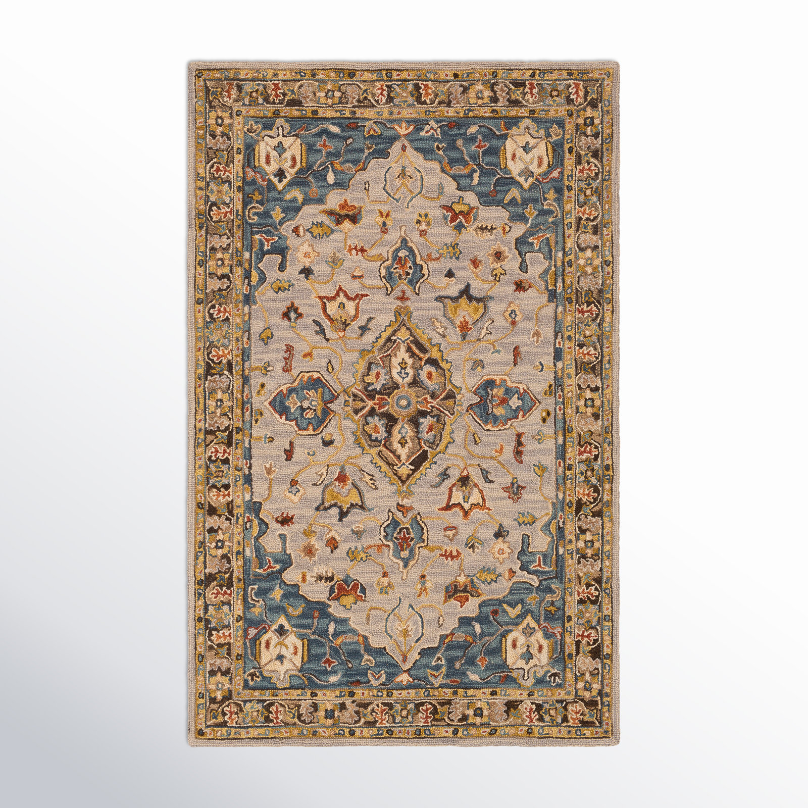 Alford Taupe Hand-Tufted Oriental Wool Rug, Rectangle 2' x 3'