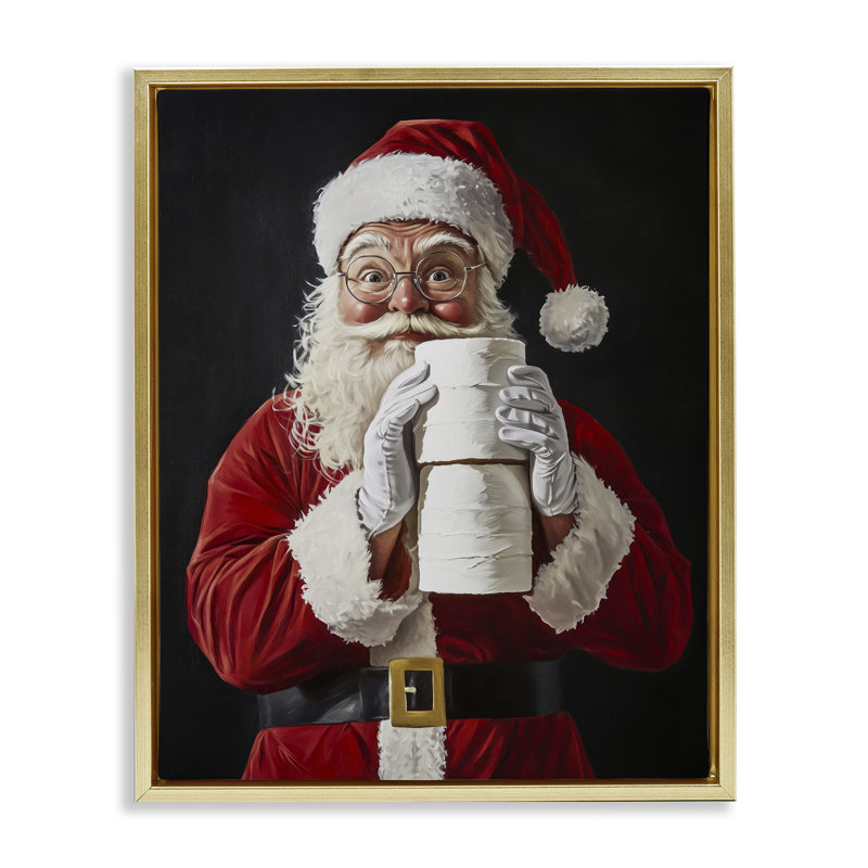 Père Noël a votre cadre flottant TP, design par Arlington Prints, H 31 po x l 25 po, Cadre flottant métallique doré