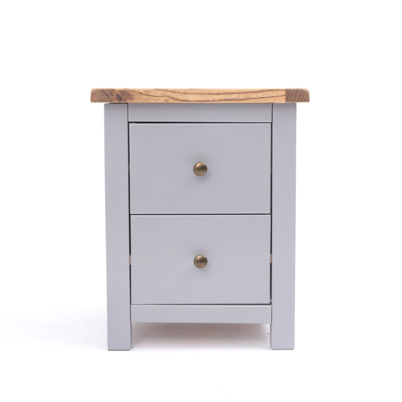 Conley 45cm W Solid + Manufactured Wood Bedside Table, Grey/Brown