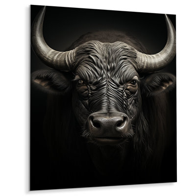 Buffle gris majestueux - animaux, bison, art mural en métal