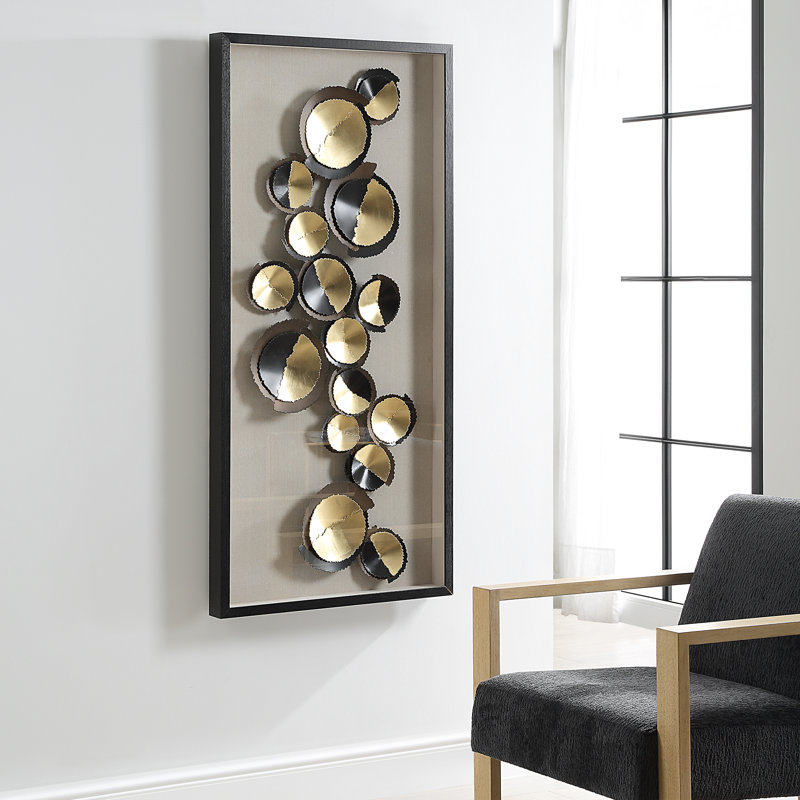Golden Hour Iron Discs Shadow Box with Glass Frame