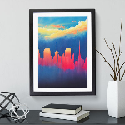 XV1022-3155X Paint Drip City Skyline No.7 Abstract - Single Picture Frame Print
