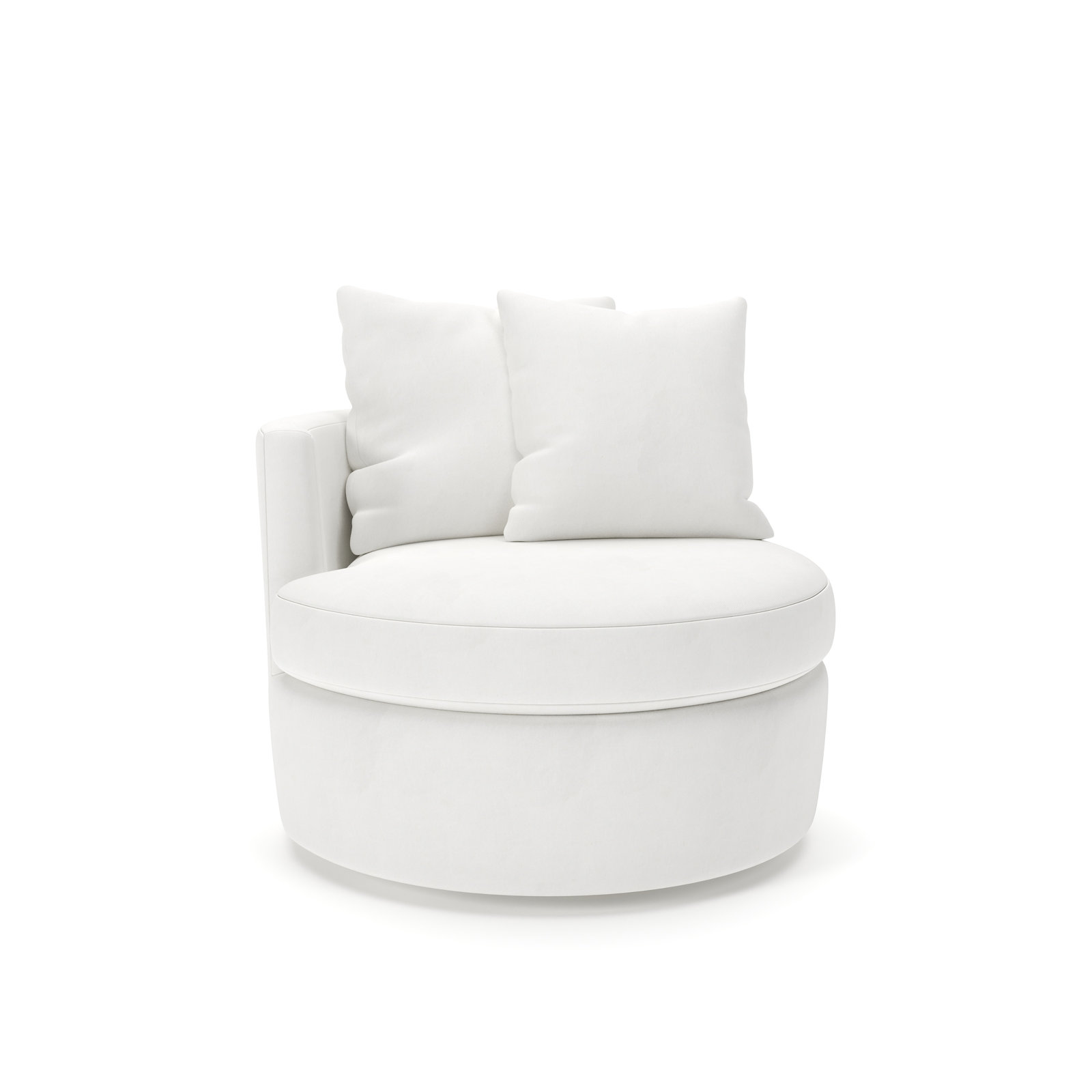 Dara 40" Upholstered Swivel Snuggler Chair, Classic Bleach White Performance Weave