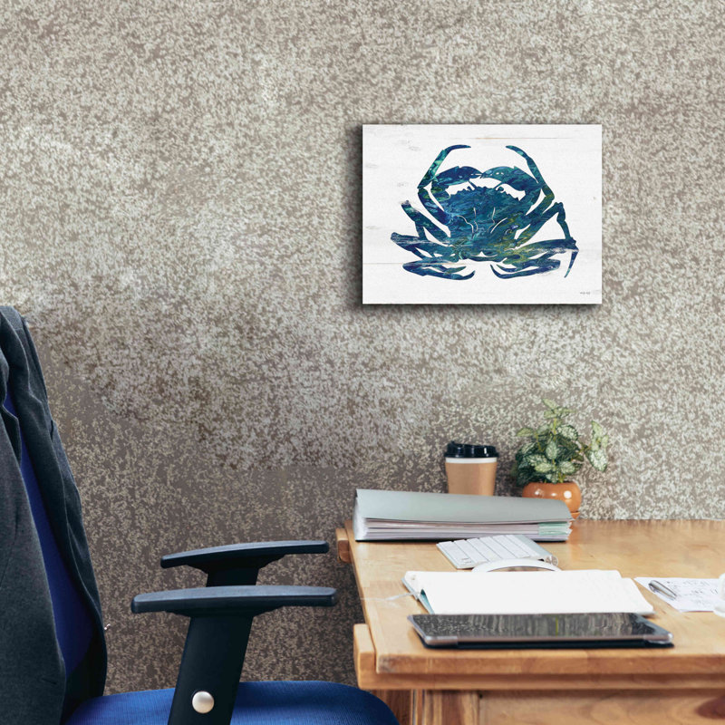 «Blue Coastal Crab» par Cindy Jacobs, art mural sur toile, H 12 po x l 16 po x P 0,75 po