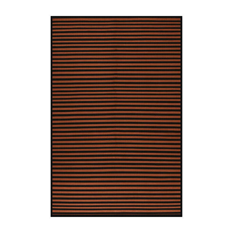 Tapis brun à rayures horizontales lavable à la machine, Rectangle 3 pi x 5 pi