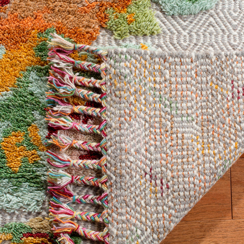 Tapis orange en laine / coton noué à la main Kenya, Rectangle 8 pi x 10 pi