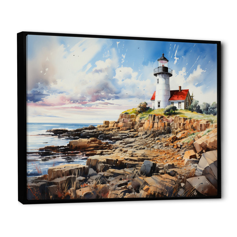 Reproduction d'art sur toile encadrée, "Phares canadiens III", Cadre flottant noir, H 12 po x l 20 po x P 1 po
