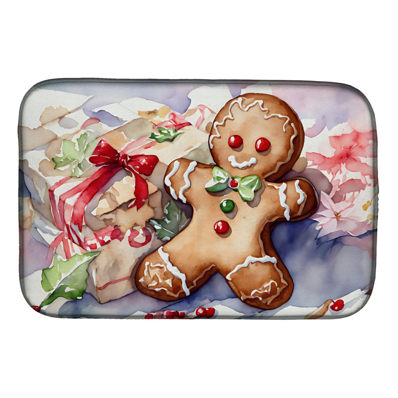 Christmas Gingerbread Men Dish Drying Mat