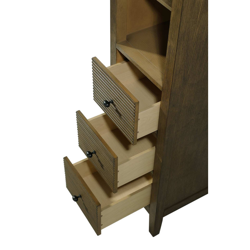 16 Inch Open Shelving Bath Storage Cabinet in Hazel Oak, 72" H x 16" W x 18" D, Hazel Oak