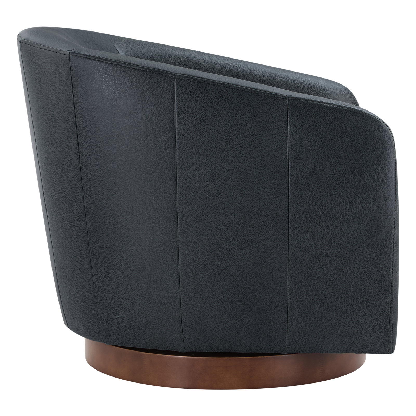 Bennett Genuine Leather Swivel Barrel Chair, Navy