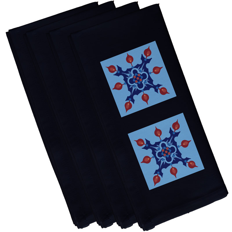 Ensemble de serviettes 4 pièces Shivansh, L 18 po x L 18 po, Bleu marine / bleu