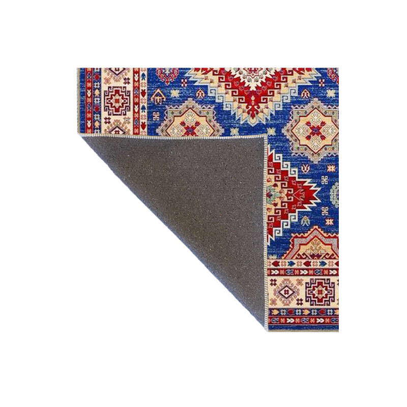 Tapis bleu lavable décoratif moderne rétro, Sous-tapis rectangulaire de 3 pi 3 po x 4 pi 11 po