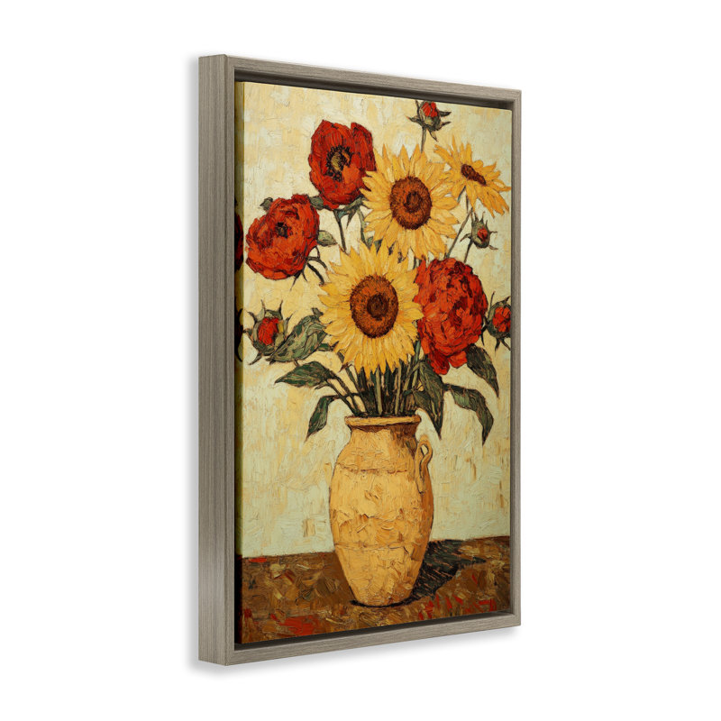 Cadre flottant Rustic Flower, par Petal Prints Design, H 31 po x l 21 po, Cadre flottant orme Montalcino