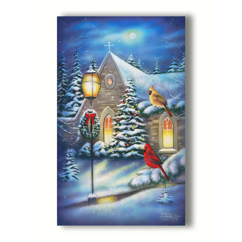 Courtyard Cardinals par Robert Andrea, Toile, Non, H 18 po x l 12 po x P 1,5 po