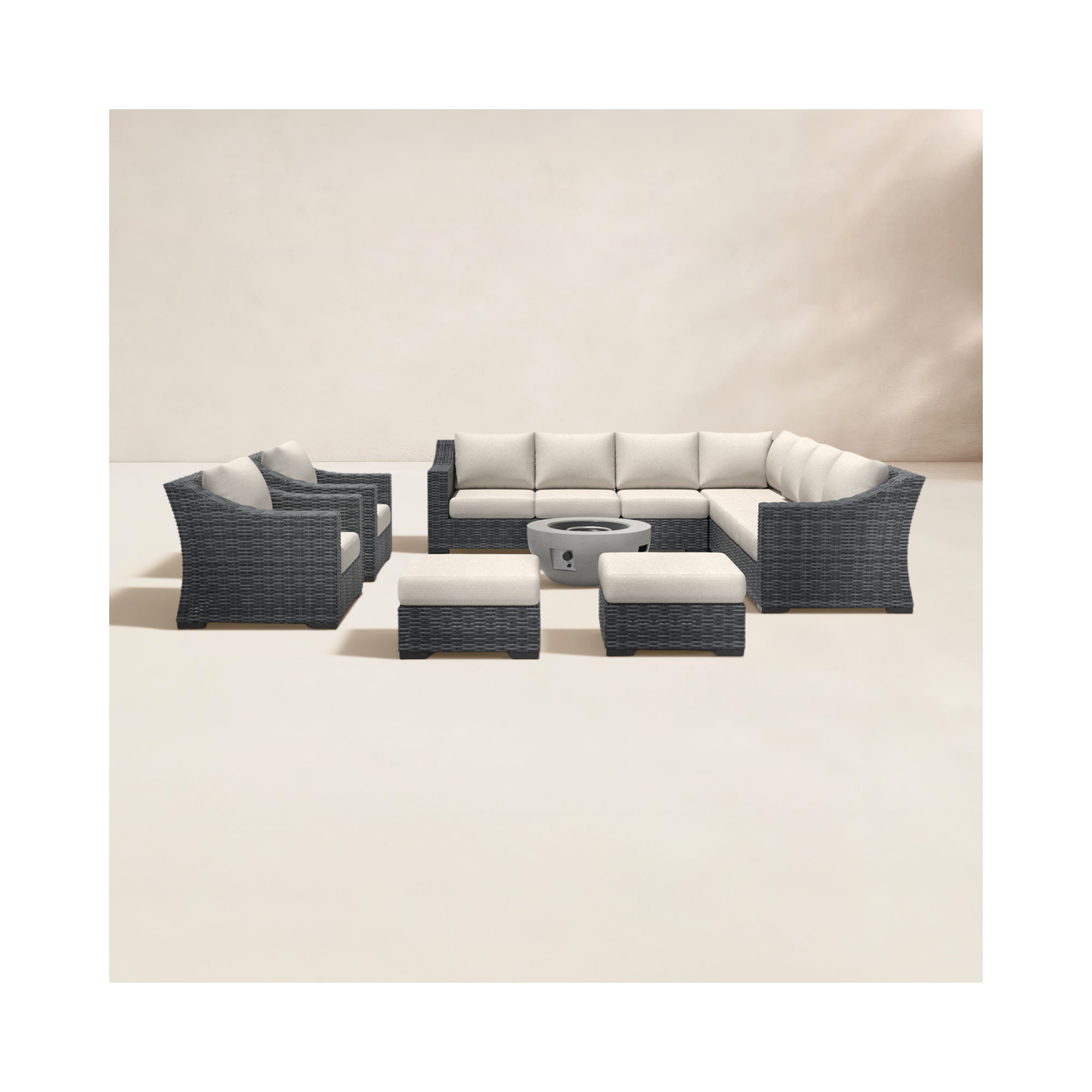 Eloisa Wicker 11 - Person Patio Conversation Set with Cushions, Gray