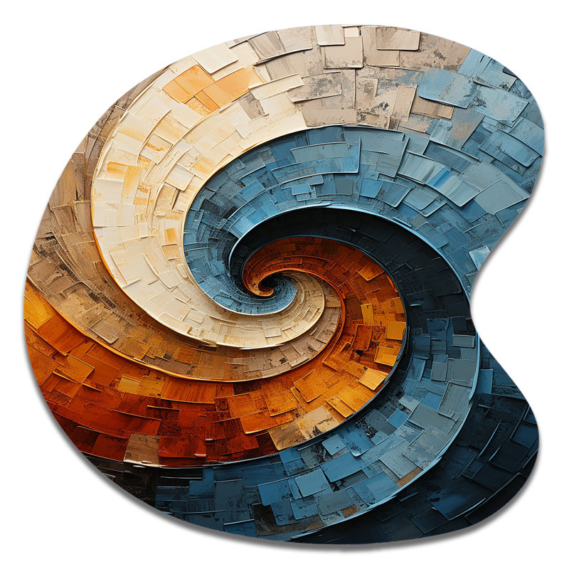 Landis Collage Spiral - spirales abstraites, reproduction de forme unique sur métal, H 33 po x l 33 po