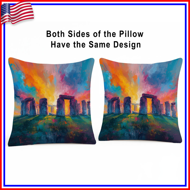Coloré Stonehenge, peinture, coussins décoratifs à double face, 14 x 14 inches