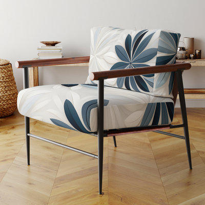 Chaise avec accoudoirs rembourrée à motif géométrique Nordic Tranquility