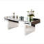Table basse à miroir rectangulaire de luxe 47 pouces avec verre trempé cannelé, table d'appoint moderne pour canapé, assemblage facile en 2 étapes, style luxueux léger, emballage renforcé