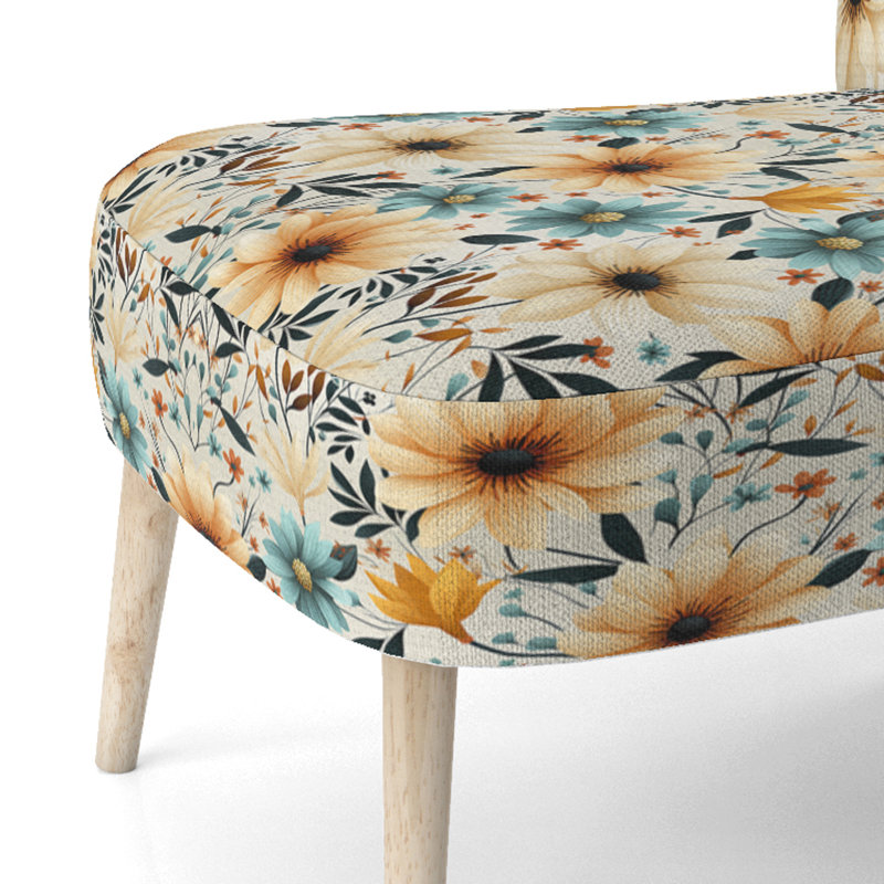 Chaise d'appoint en velours d'appoint vintage A, Jardins floraux rétro bleus et beiges I