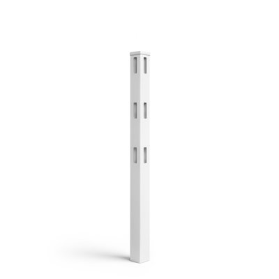 6ft Vinyl Ranch Corner Post, White PVC Fence Post with Cap, Easy Installation and UV-Resistant, Durable Outdoor Vinyl Fence Replacement Parts for Horse Ranch, Yard & Farm, Single