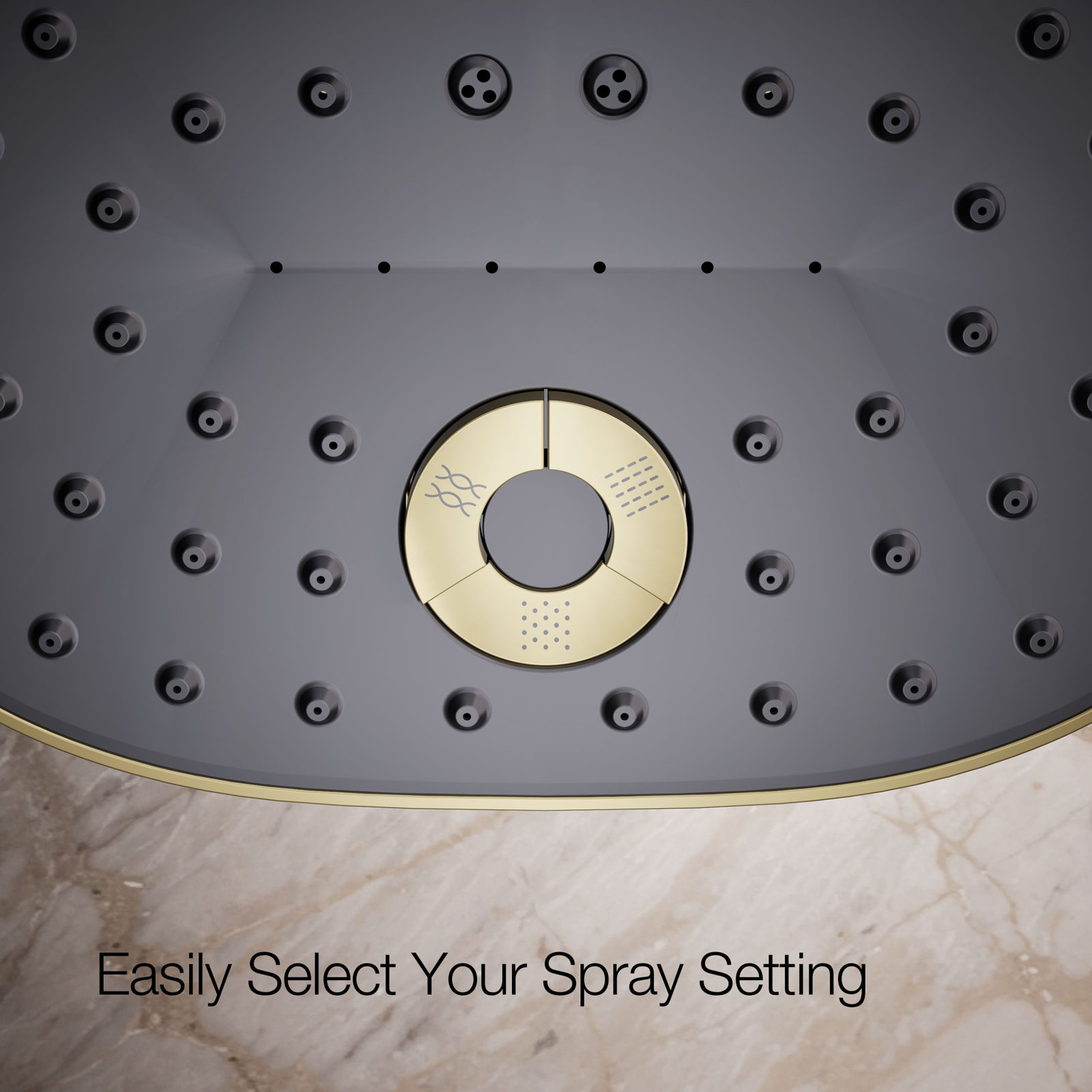 Statement 2.5 GPM Oval Multifunction Showerhead, Vibrant French Gold