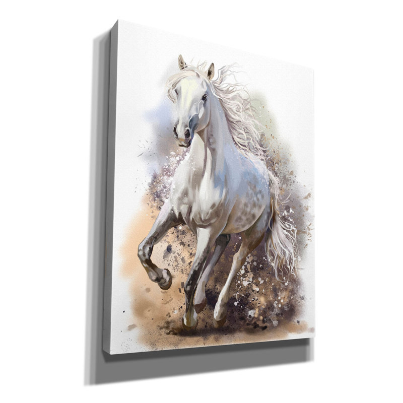  «White Horse Runs» par Kajenna, art mural sur toile, 26 po x 34 po