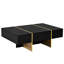 Table basse 47,2 "x 31,4" noire avec 2 tiroirs, surface brillante, pieds dorés, plateau de salon moderne 47,2 "31,4" et accessoire décoratif-1744851728