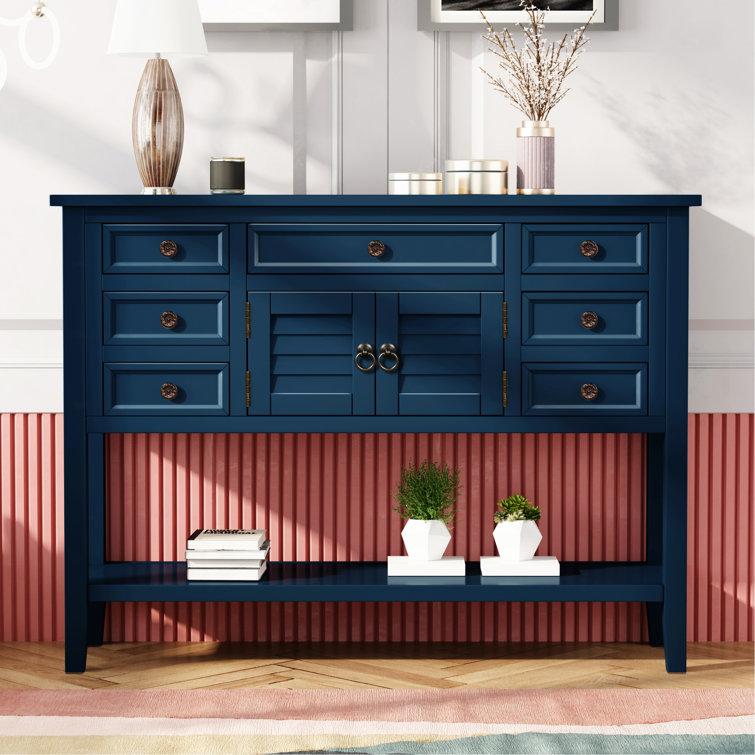 Eileen 62.2'' Console Table, Storage Sofa Table with Drawers and Shelves Wildon Home Color: Black