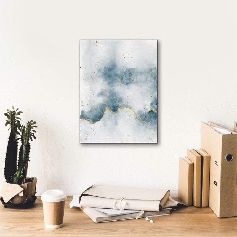 «Flow With Gold 2» par Laura Marshall, art mural sur toile, H 16 po x l 12 po x P 0,75 po