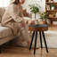 Table basse 15,7 po Mid-Century ronde en bois massif pour le salon-133968037