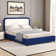 Bed Frame, Upholstered Platform Bed with Curved Headboard, Classic Color-Block Design, Soft Rounded Corners, No Box Spring Required, Easy Assembly