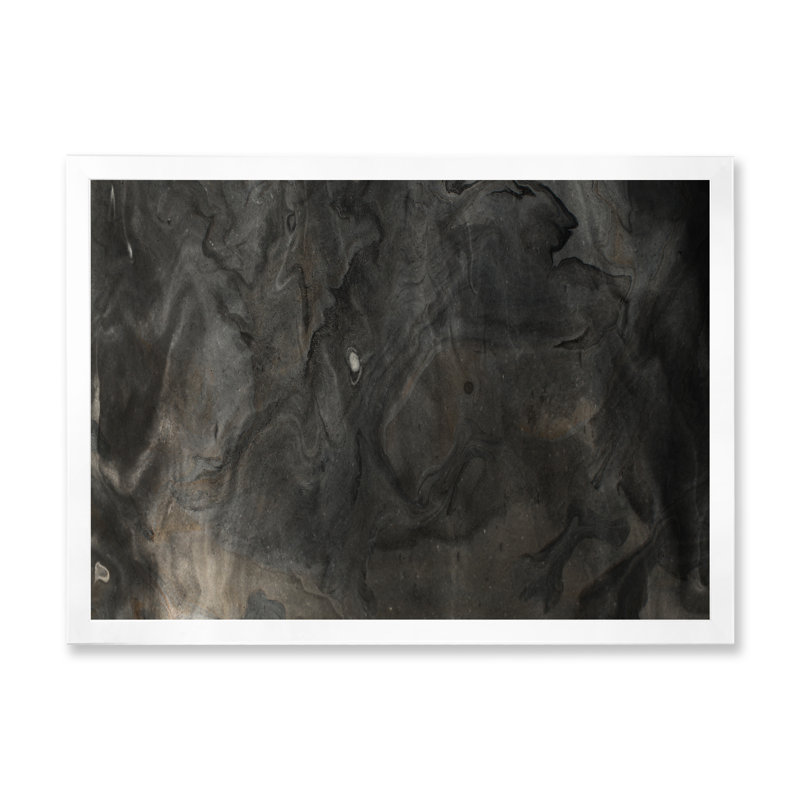 Impression sur toile «Flavour Art Waves In Shades Of Black II», H 16 po x l 32 po x P 1 po, Cadre photo blanc