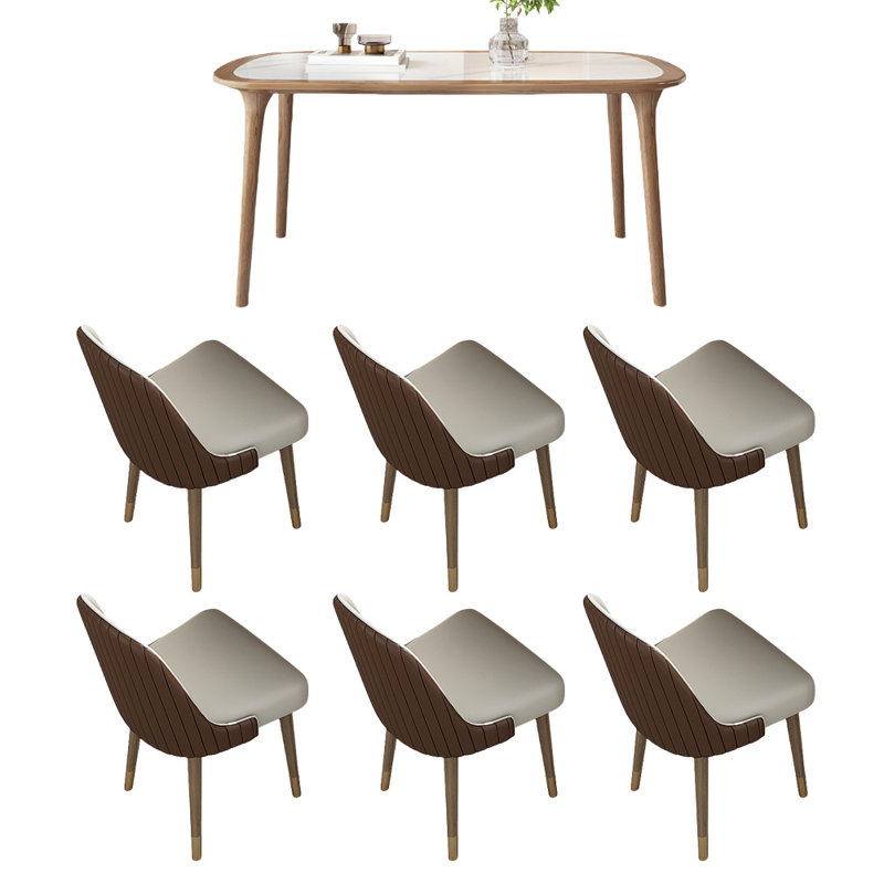 Ensemble de table de salle à manger et de chaises en bois massif Bright Rock, H 29,52 po x L 55,11 po x l 31,49 po