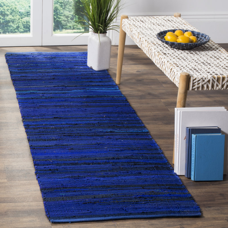 Burkhart Rug Hand Woven Cotton Striped Rug, Runner 2'3" x 11'
