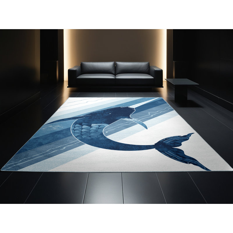 Tapis ombré moderne et contemporain lavable à la machine Oswee Narwhal - Gris, 2 x 3