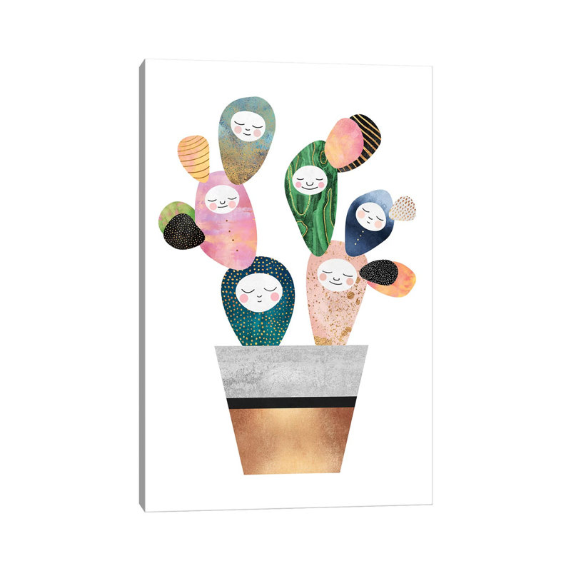 Sleepy Cactus by Elisabeth Fredriksson - Wrapped Canvas Print, 20.32 cm H x 30.48 cm W