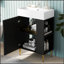 Meuble-lavabo noir 21,6 po avec lavabo simple en céramique et rangement à droite, alliant fonctionnalité moderne et design élégant-837472226