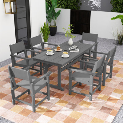 6 - Person Reata Rectangular  Outdoor Dining Set with 6 Chairs All Weather Use