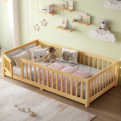 Iyania Kids Platform Floor Bed With Safety Guardrails And Door For Bedrooms