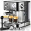 Machine à expresso professionnelle à 20 bars avec mousseur à lait, indicateur de pression et réservoir d'eau amovible - Machine à espresso, cappuccino, latte et macchiato - Simple et double, compatible avec dosette