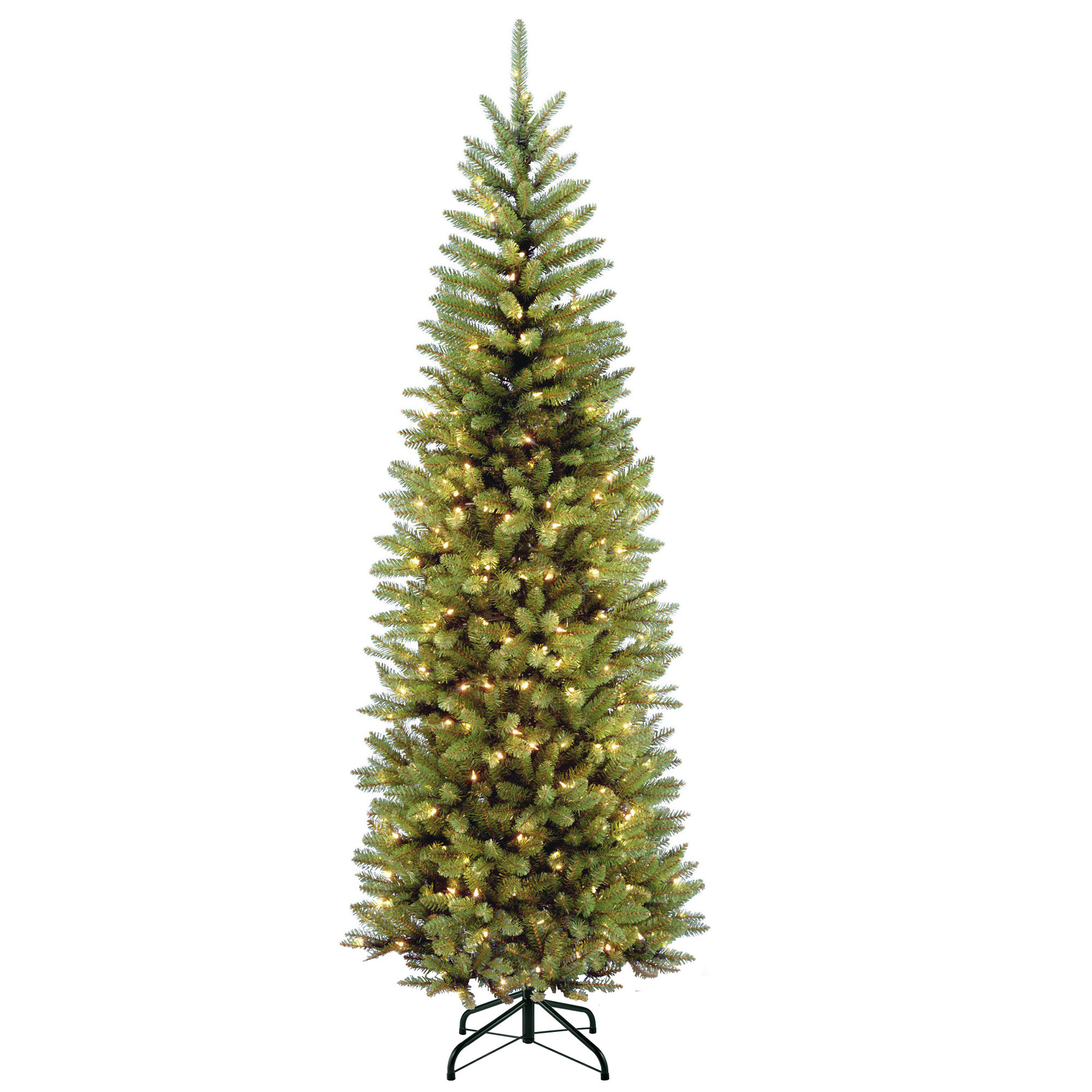 The Holiday Aisle® Kingswood Fir Pencil Tree with Power Connect and Dual Color LED Lights, Slender, 7.5'