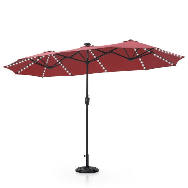 Jacobo 156'' x 78''Rectangular Lighted Market Umbrella with  16 Color Changing Light