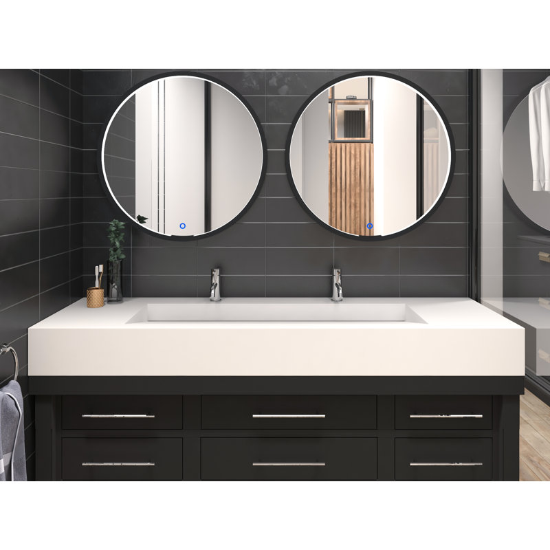 60'' Solid Surface Rectangular Vessel Bathroom Sink, White