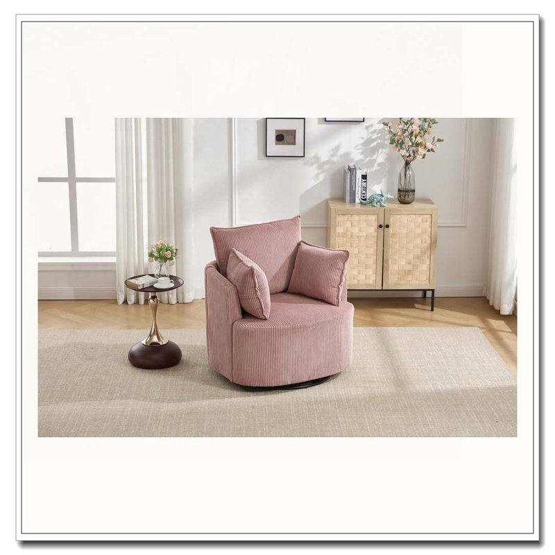 Chaise pivotante rembourrée en velours côtelé, Rose