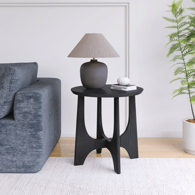 25" Round Wooden Side Table For The Living Room by Winston Porter