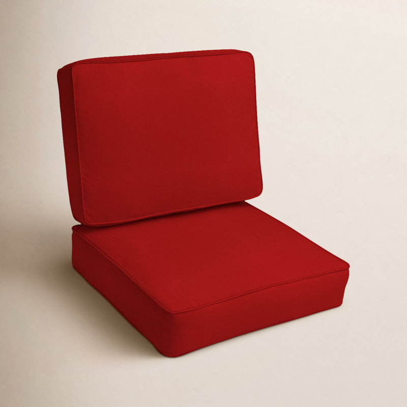 Diascia Sunbrella Indoor/Outdoor Chair Cushion, Canvas Jockey Red Sunbrella® Canvas, 22" W x 22" D, 4"