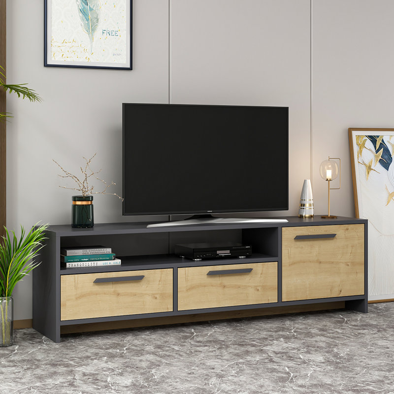 Conalin 63'' Media Console, Anthracite/Oak