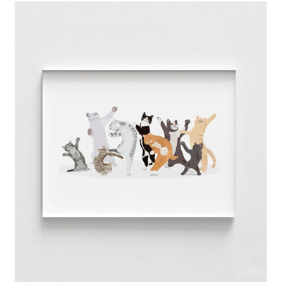 Happy Cat Nursery Theme Decor Idea, Adorable White And Black Cat Art, Orange Cat Owner Gift Idea, Vet Office Wall Art Poster