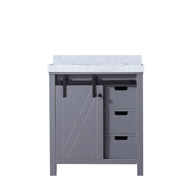 Meuble-lavabo gris foncé 30 po X P 22 po D, avec comptoir en marbre de Carrare